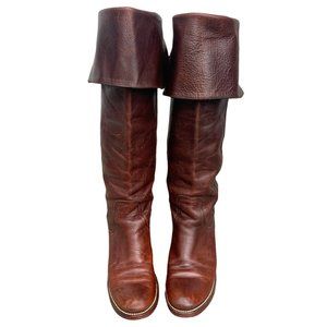 FRYE Women's Jane Tall Cuff Heeled Leather Knee High Boots Size 7 B